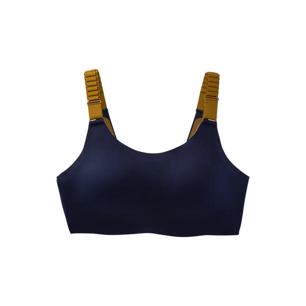 BROOKS Run Dare Scoopback Sports Bra 36 C/D Navy Green High Impact Running NWT